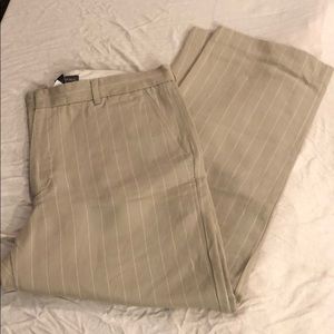 Banana Republic Tan with white pinstripe pants